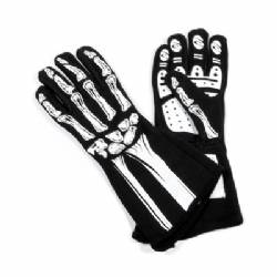 RJS Racing Gloves Adult Large Black / White Skeleton