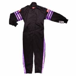 RaceQuip Racing Suit Youth Pro-1 Black/Purple Stripe 2X-Small	