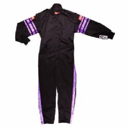 RaceQuip Racing Suit Youth Pro-1 Black/Purple Stripes 2X-Large