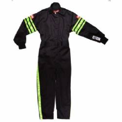 Racequip Racing Suit Youth Pro-1 Black/Green Stripe Medium