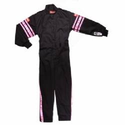 RaceQuip Racing Suit Youth Pro-1 Black/Pink Stripe Small	