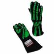 RJS Racing Gloves Adult Large Black / Green Skeleton Double Layer	