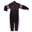 RaceQuip Racing Suit Youth Pro-1 Black/Purple Stripe 2X-Small	