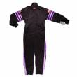 RaceQuip Racing Suit Youth Pro-1 Black/Purple Stripe Small