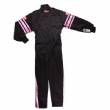 RaceQuip Racing Suit Youth Pro-1 Black/Pink Stripe Small	