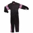 RaceQuip Racing Suit Youth Pro-1 Black/Pink Stripe Medium